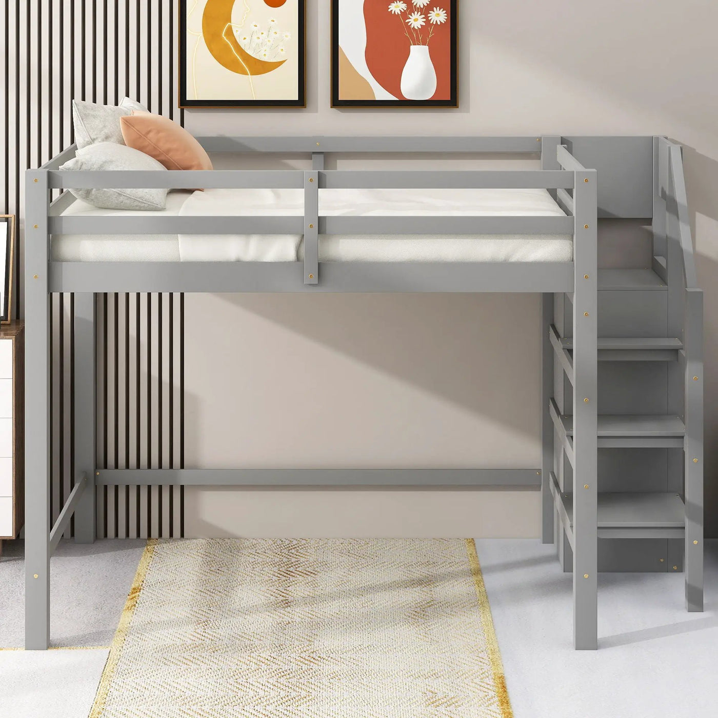 Loft Bed With Built In Storage Wardrobe And Staircase by HouseOfZazla