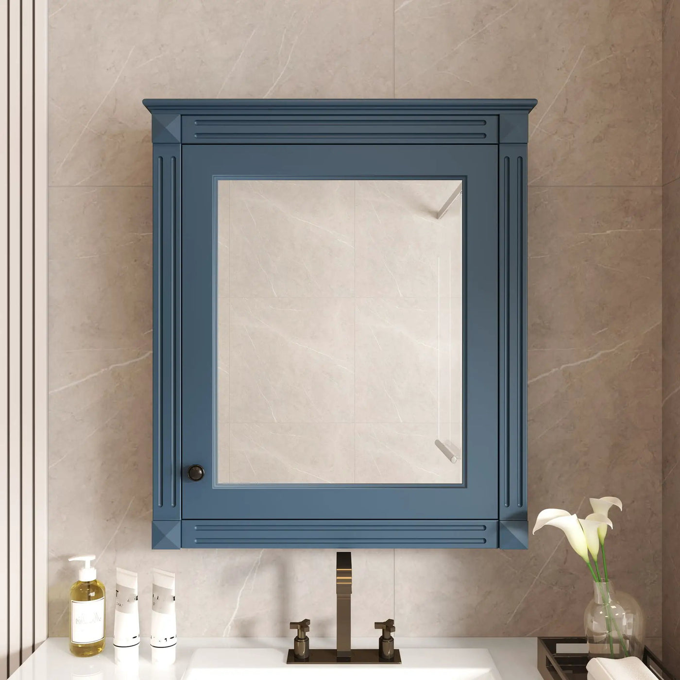 Wall Mounted Bathroom Storage Cabinet With Mirror, Medicine Cabinet With Height Adjustable Shelf by Unique Piece Furniture
