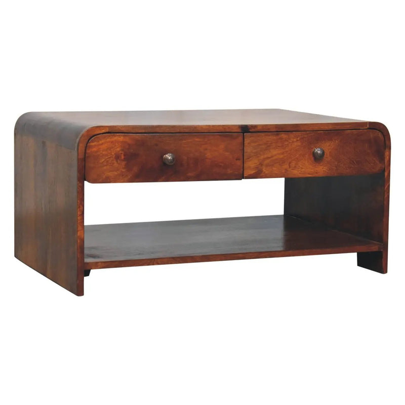 Solid Wood Aspen Slim Coffee Table, 4 Drawers, 1 Open Slot by HouseOfZazla