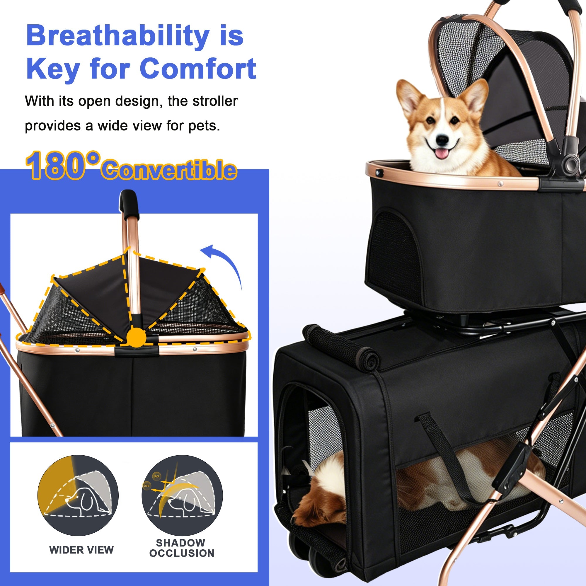 Double Pet Stroller for Small and Medium Dogs and Cats by HouseOfZazla