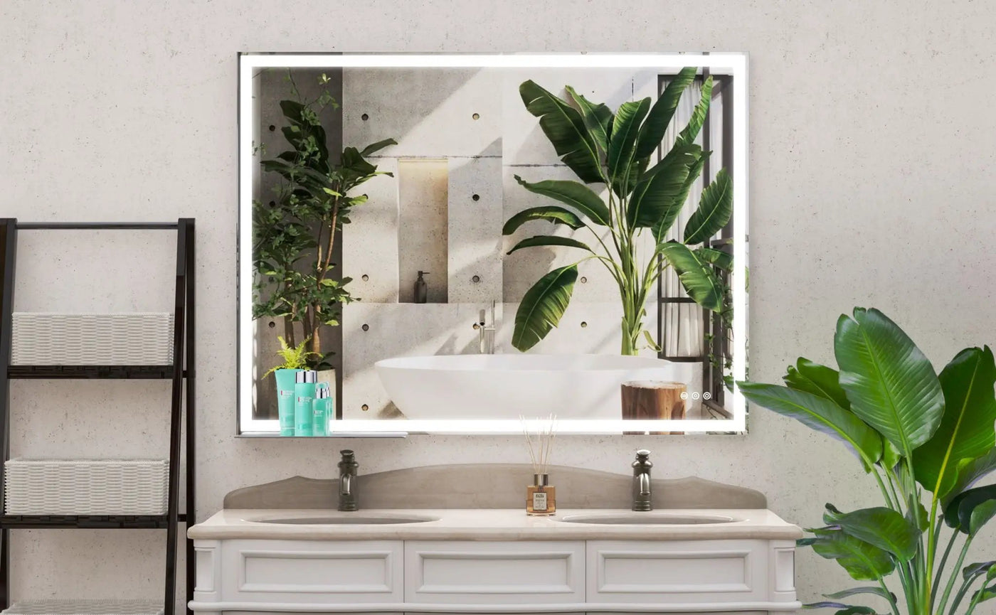 LED Bathroom Vanity Mirror Wall Mounted Adjustable / Warm / Natural Lights Anti-Fog Touch Switch With Memory Modern Smart Large Bathroom Mirrors by Unique Piece Furniture