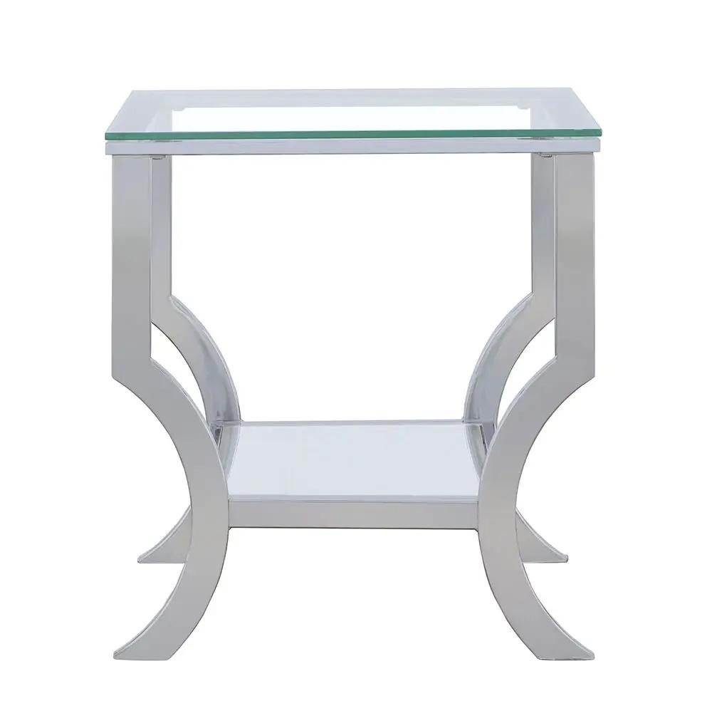 Saide Square Glass Top Side End Table Chrome by Unique Piece Furniture