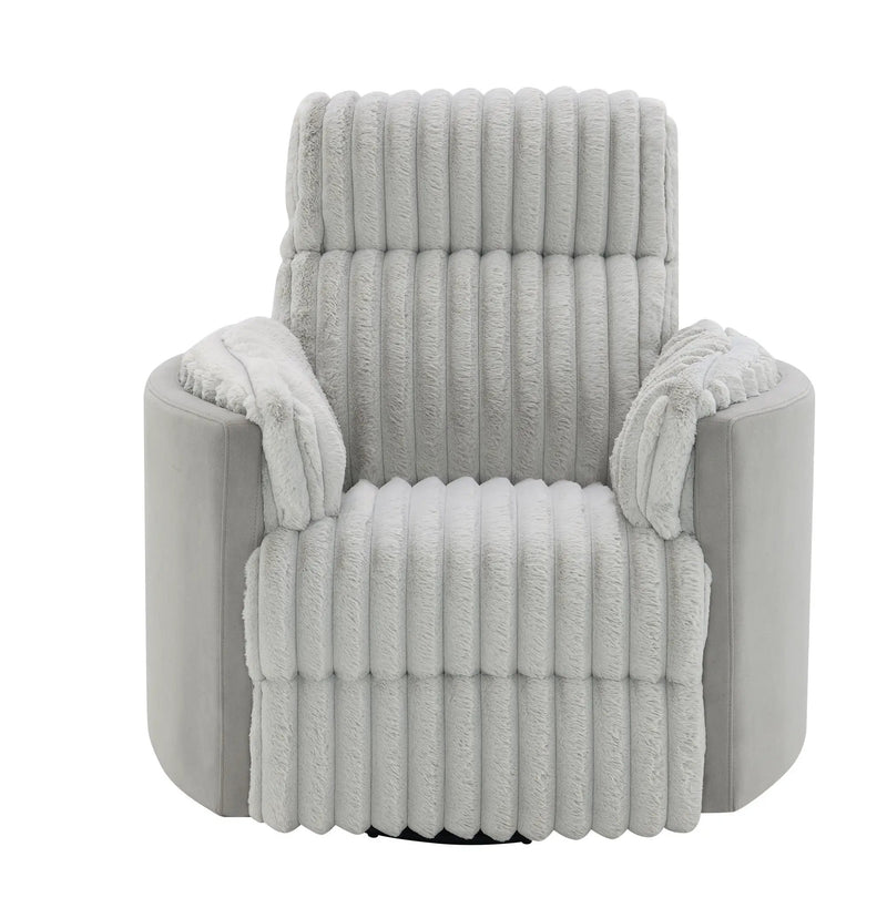 Emee - Corduroy Glider Recliner With Swivel - Gray by Unique Piece Furniture