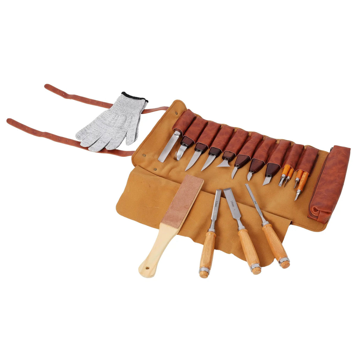 20 Pcs Wood Carving Tools Set with PU Leather Storage Roll Bag by HouseOfZazla