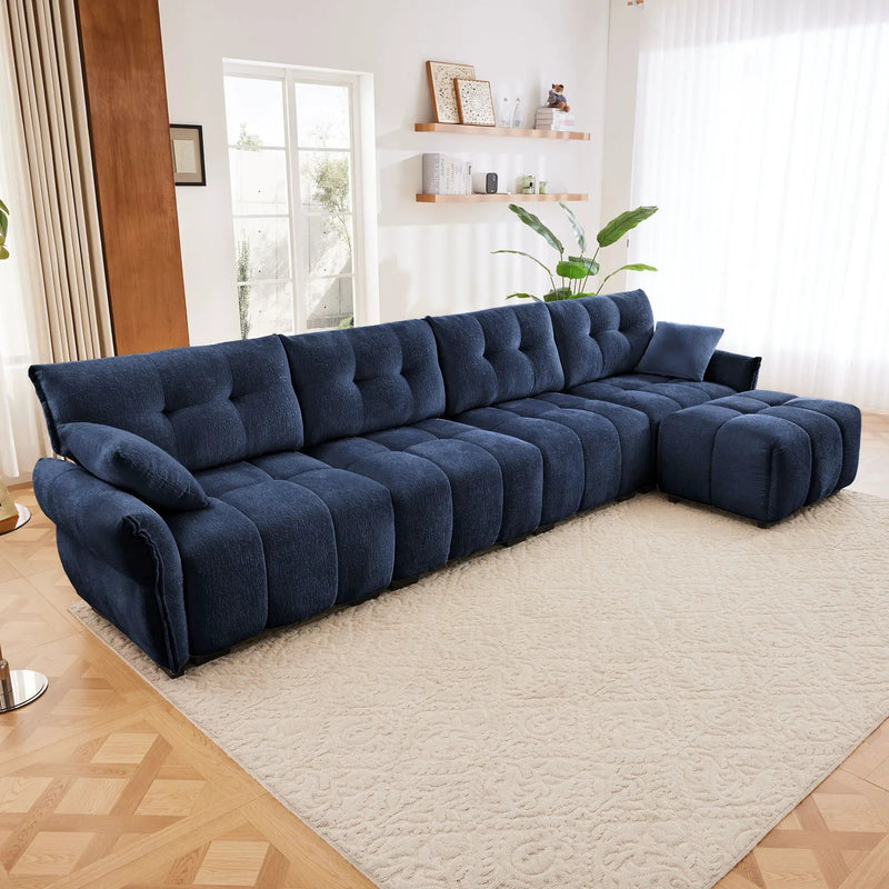 Sofa Set With Ottoman And Pillows, Textured, High Resilience Cushions by HouseOfZazla