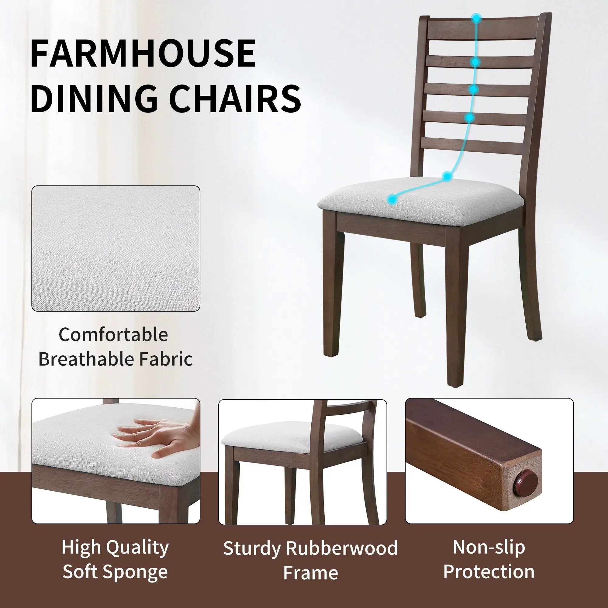 Upholstered Armless Chairs With High Ladder Back by HouseOfZazla