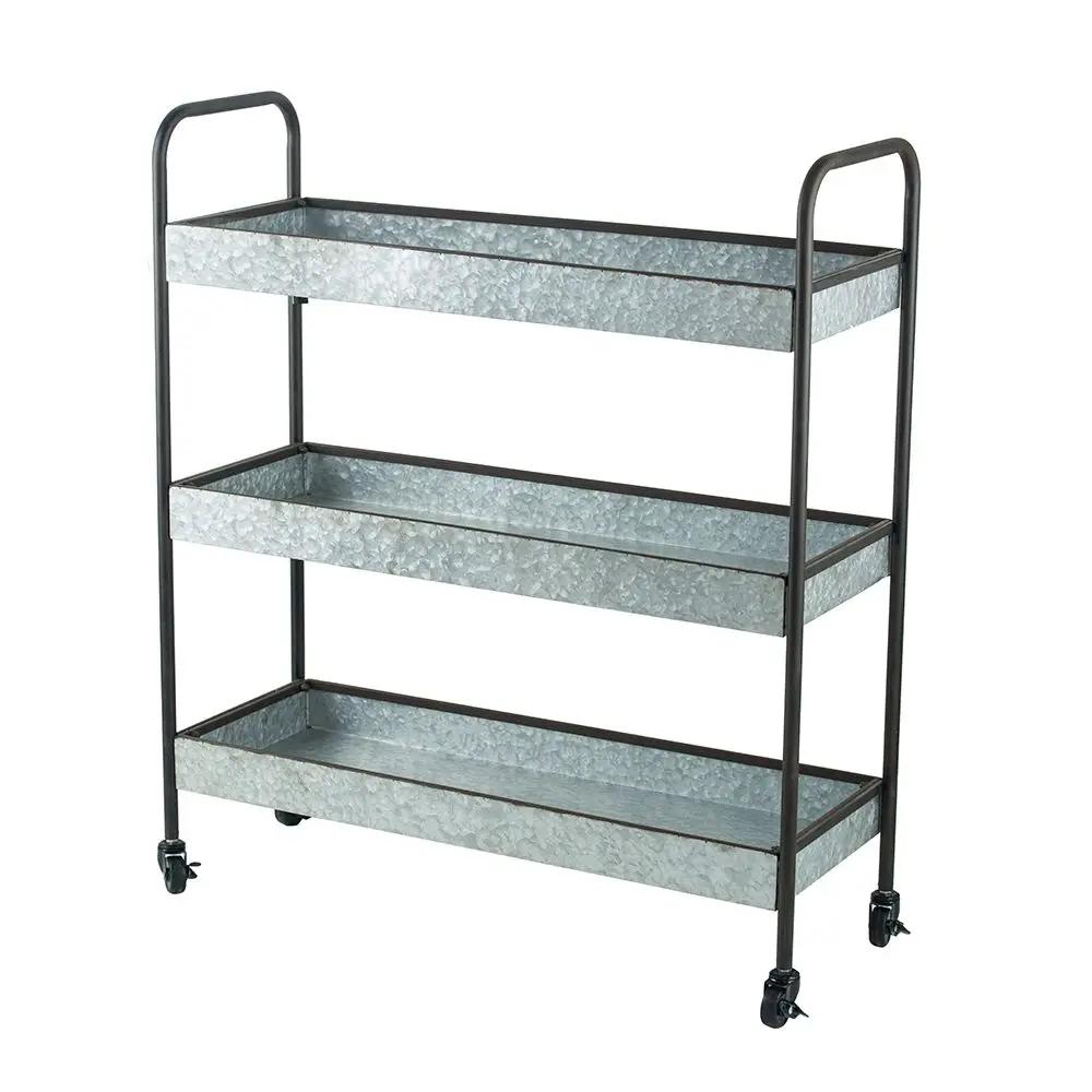 Homestead Galvanized Shelf Display 3 Tier - Metallic Gray by Unique Piece Furniture