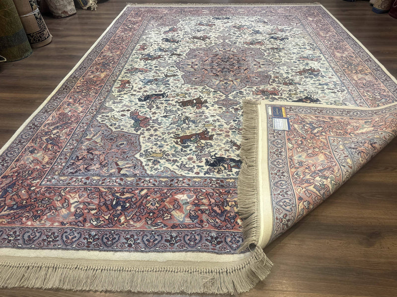 8.8 x 12 Karastan Ivory Hunting Rug #751, Vintage Wool Discontinued Original 700 Series, Rare by Jewel Rugs