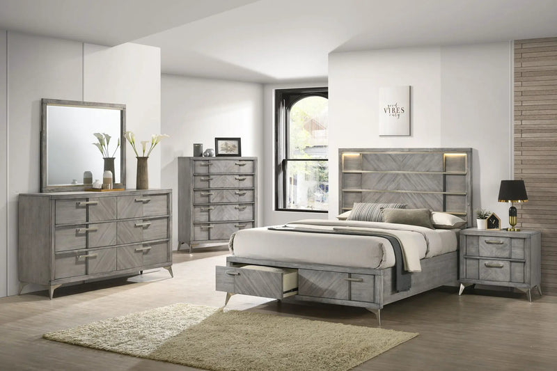 2 Drawer Night Bookmatched Veneers - Gray by Unique Piece Furniture