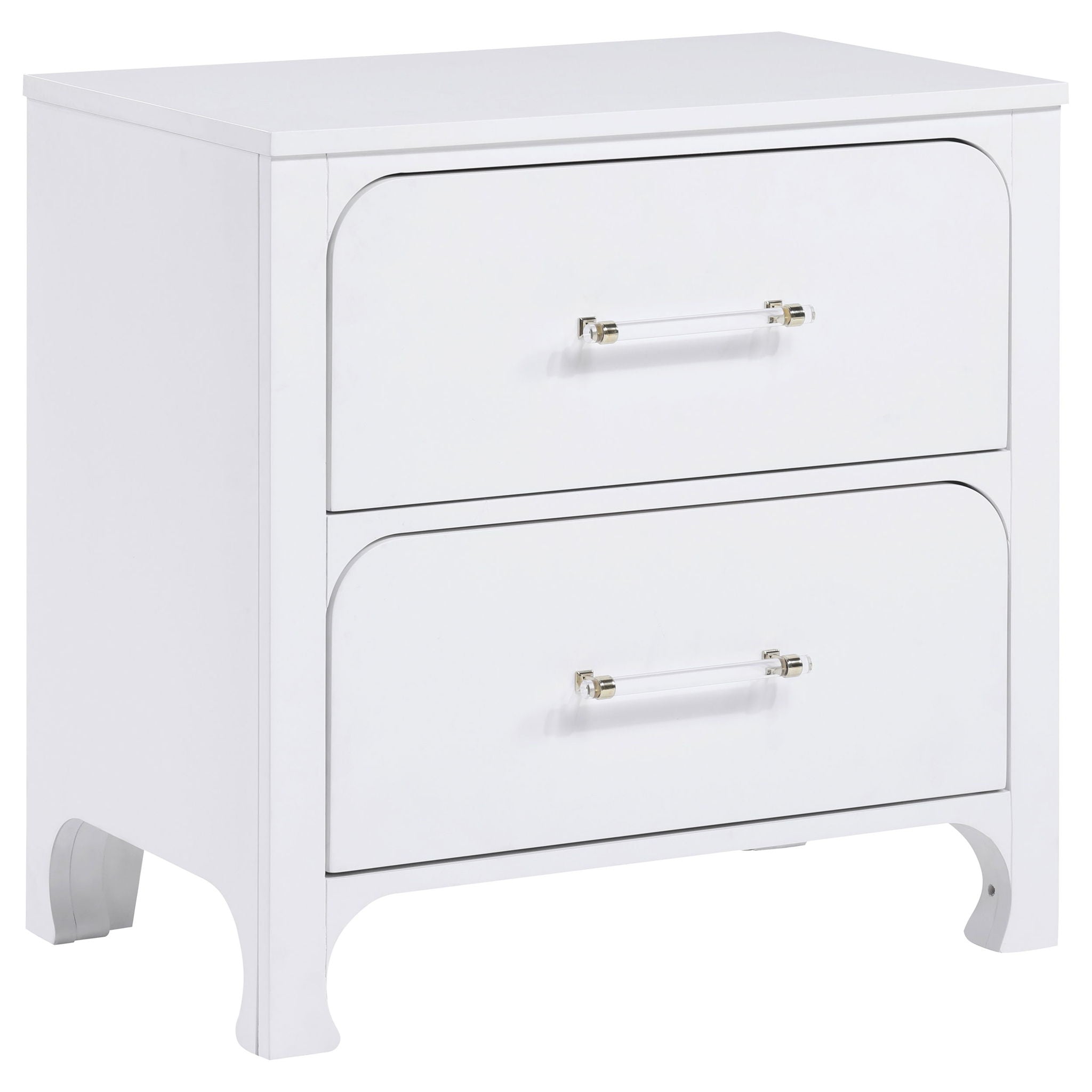 Helena - 2 Drawer Nightstand With Soft Curves - White by HouseOfZazla