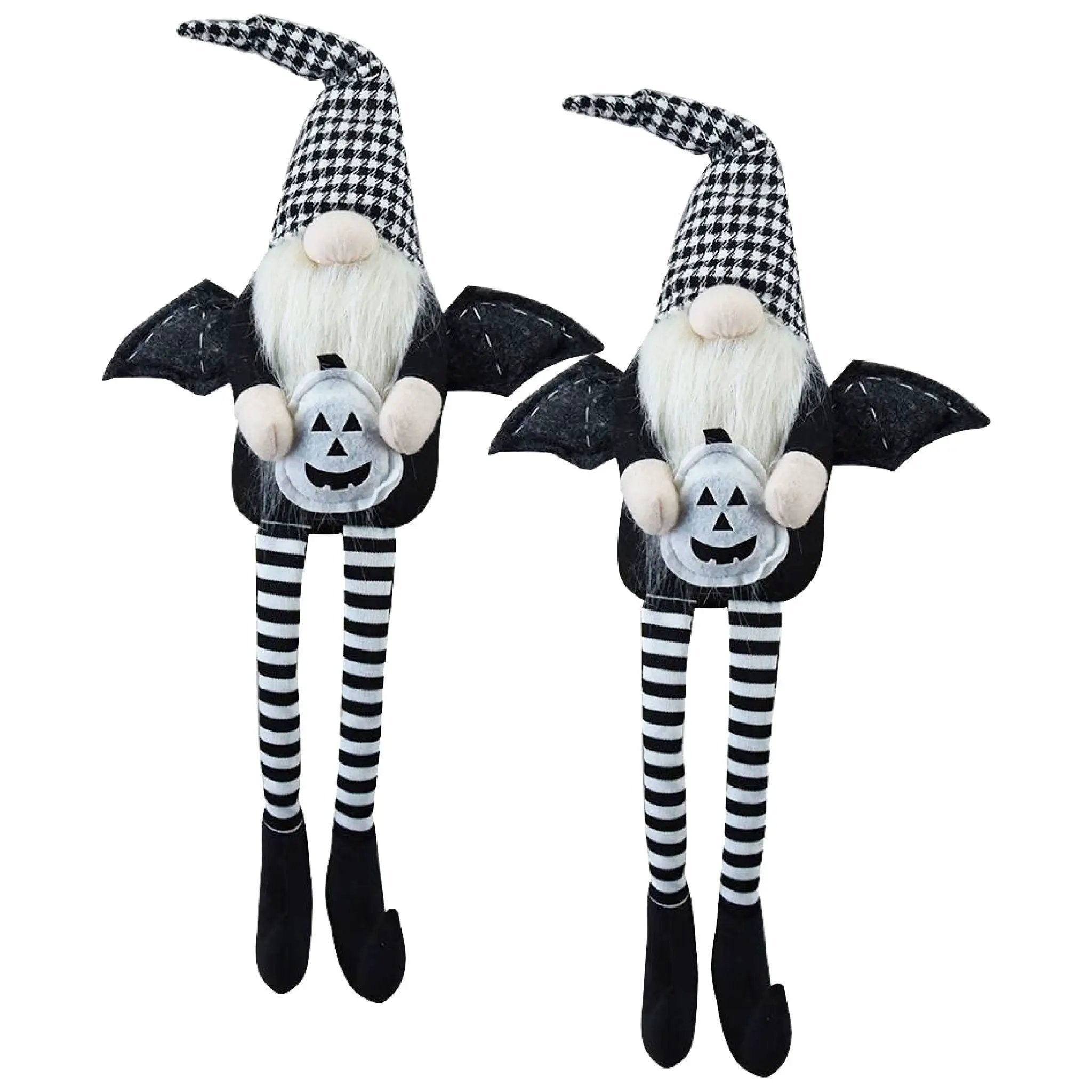 Sitting Gnome With Wings & Plaid Hat, For Halloween Decor by HouseOfZazla