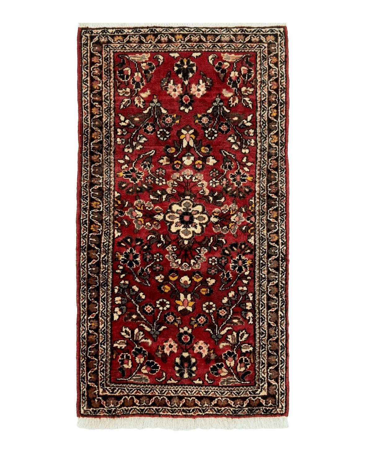 Small Persian Sarouk Rug 2x4 ft, Allover Floral Pattern, Red Black Cream, Hand Knotted Wool Traditional Oriental Carpet, Antique Persian Rug 2 x 4 by Jewel Rugs