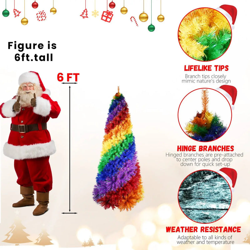 9ft Rainbow Spiral Christmas Tree by HouseOfZazla