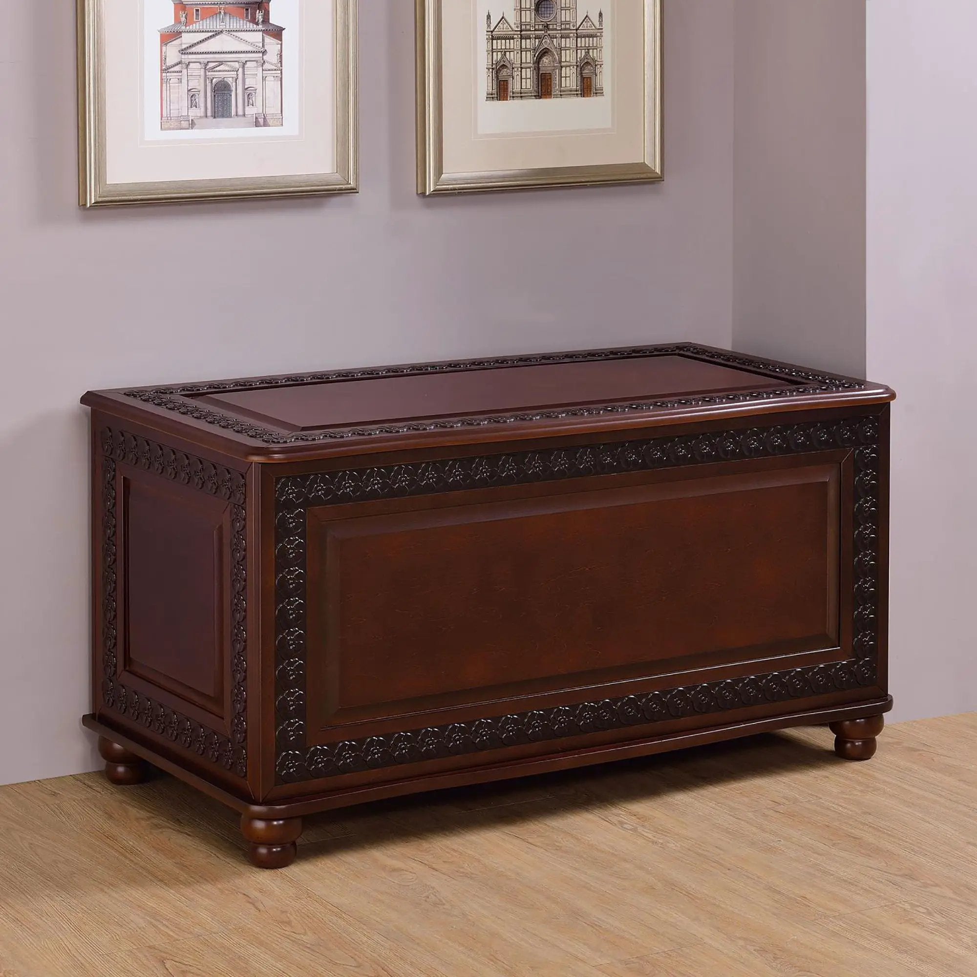 Ornate - Deep Flip Open Storage Cedar Chest With Cedar Lining - Brown by HouseOfZazla