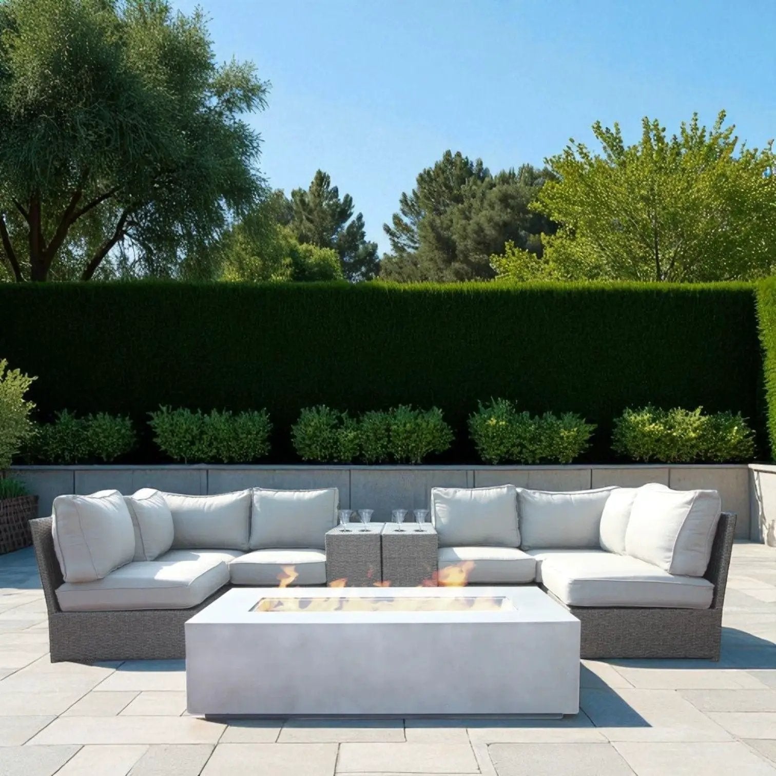 Outdoor Elegance Conversation Set With Fire Pit by Unique Piece Furniture