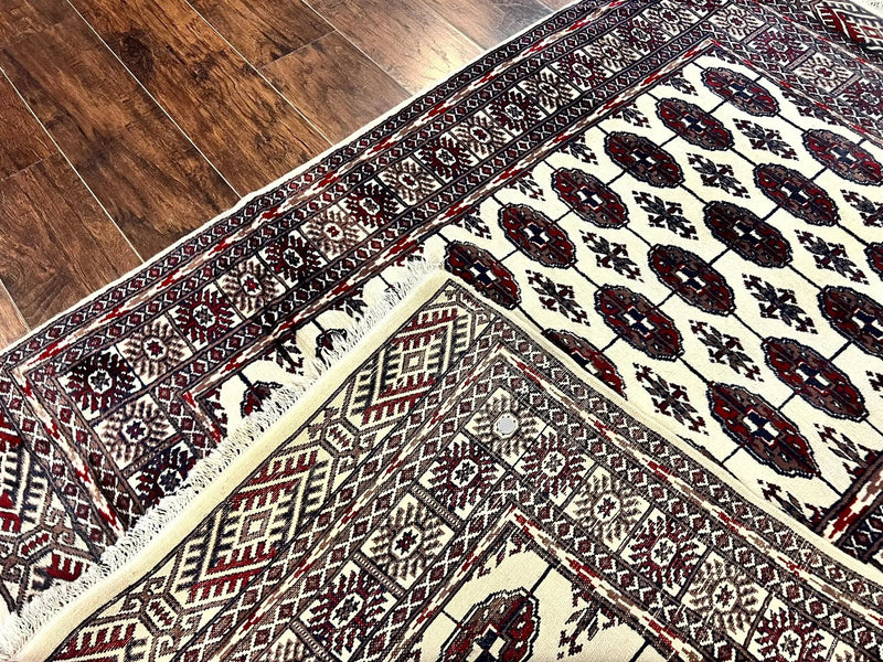 Pakistani Bokhara Rug 4x6, Turkoman Carpet, Vintage Handmade Wool Rug, Ivory by Jewel Rugs