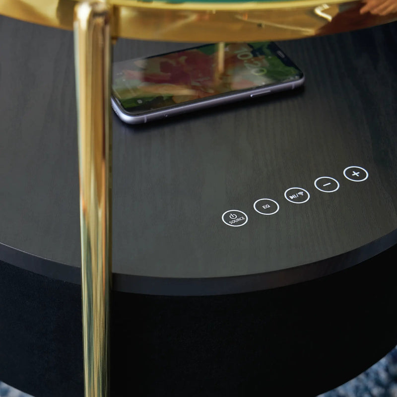Nedman - Accent Table With Speaker - Black / Gold Finish by Unique Piece Furniture