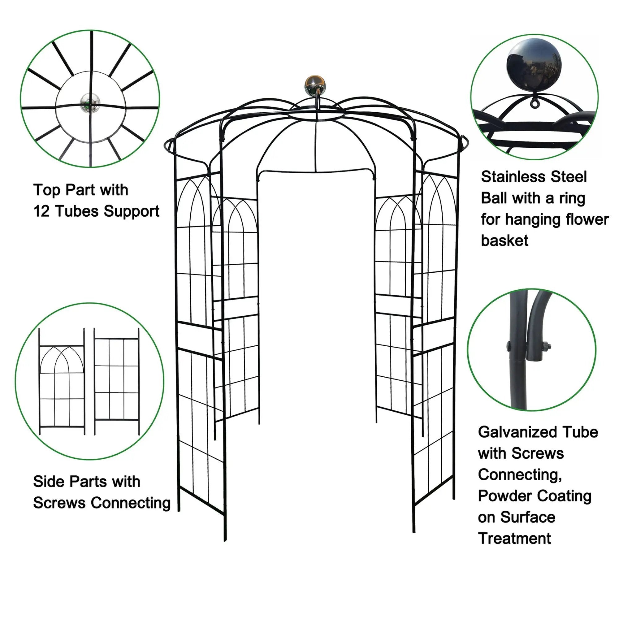 Metal Garden Arch Iron Garden Arbors Gazebo Dia High Birdcage Shape Pergola Pavilion For Wedding Ceremony by HouseOfZazla