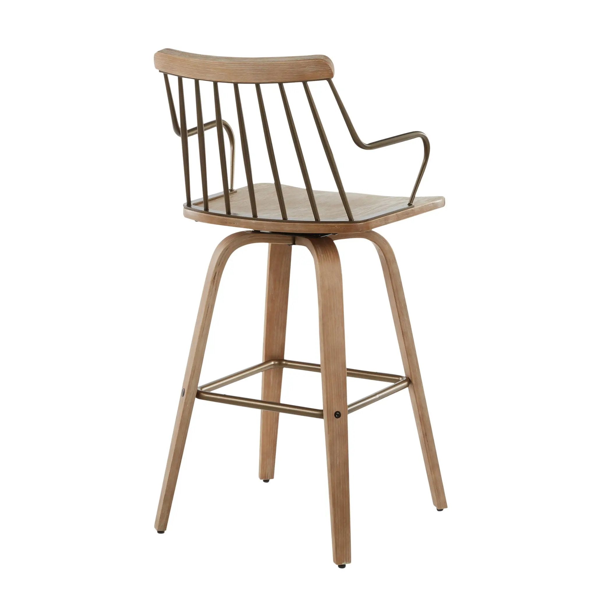 Preston - Farmhouse Counter Stool - White Washed / Antique Copper by HouseOfZazla