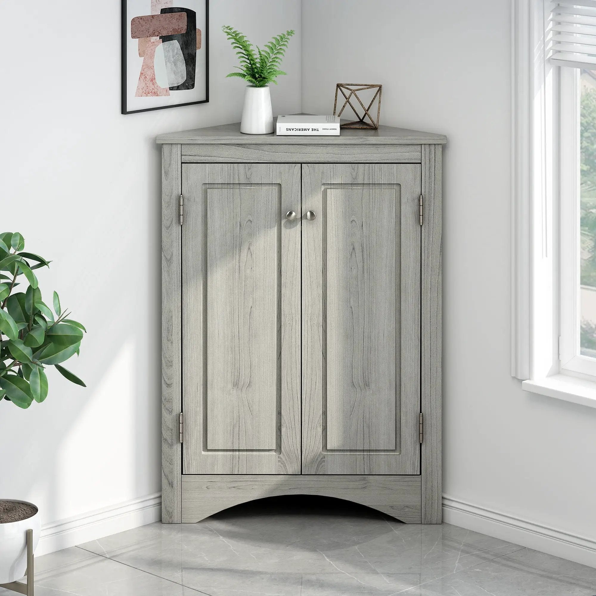 Triangle Bathroom Storage Cabinet With Adjustable Shelves, Freestanding Floor Cabinet For Home Kitchen by HouseOfZazla