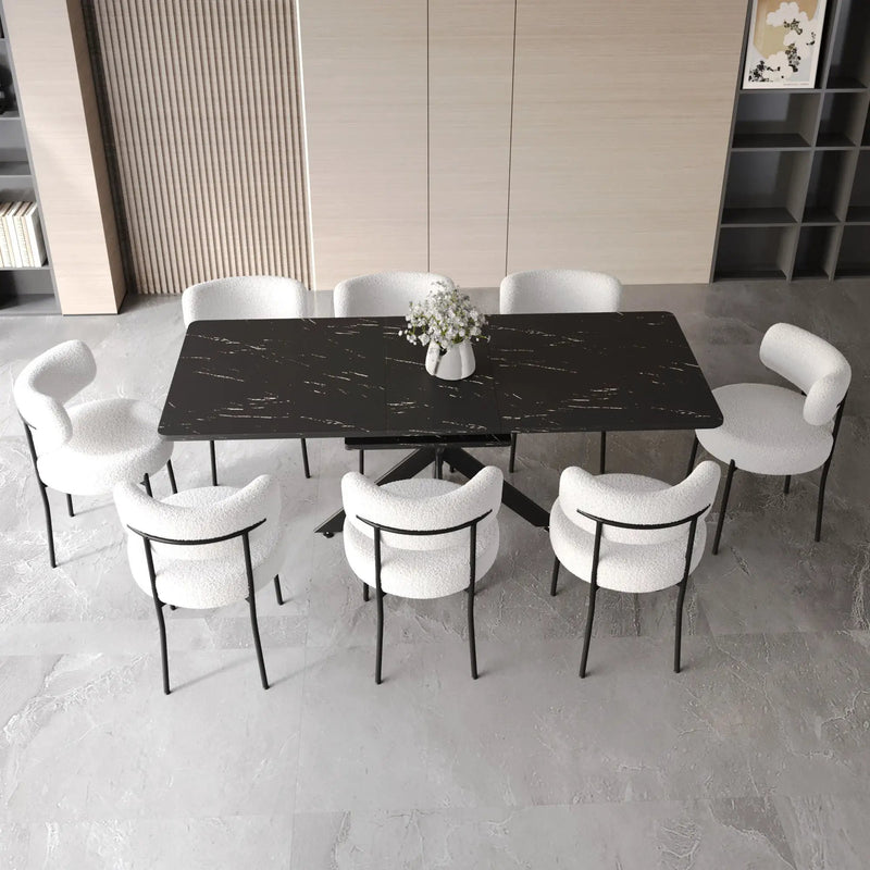 Extendable Dining Table Set With Curved Backrest Upholstered Chairs by HouseOfZazla