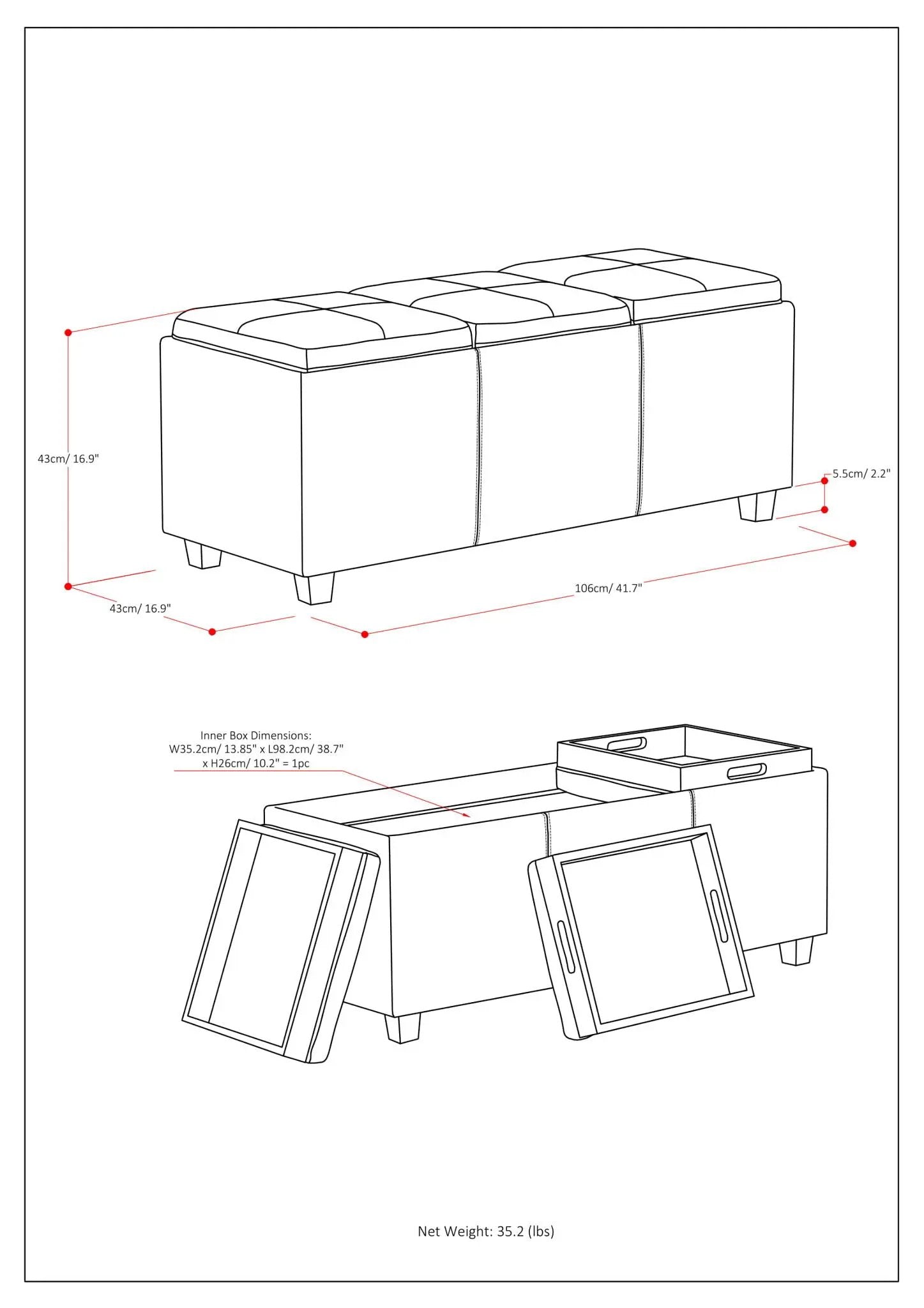 Avalon - Storage Ottoman - Distressed Brown by Unique Piece Furniture