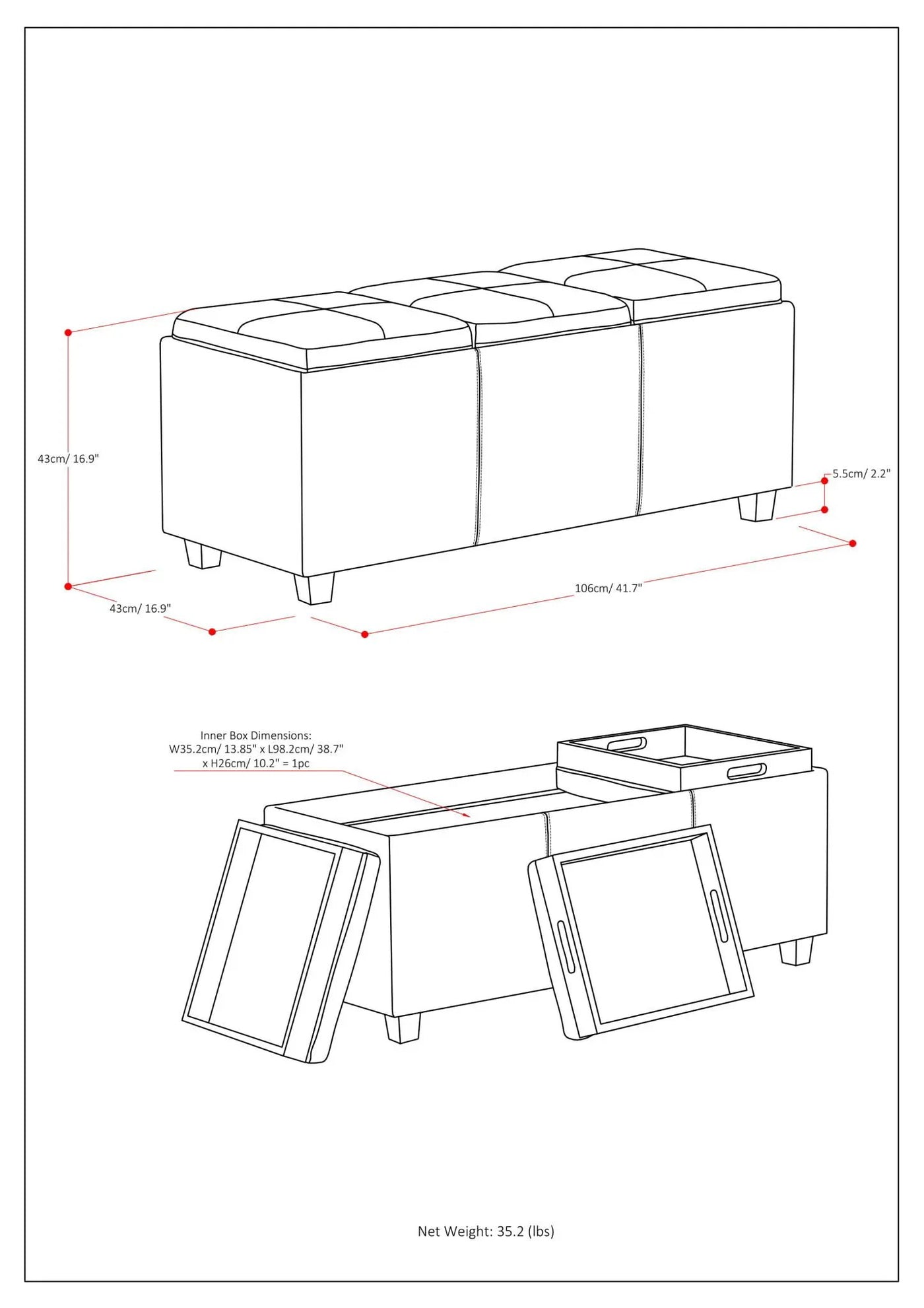 Avalon - Multi Functional Storage Ottoman by HouseOfZazla