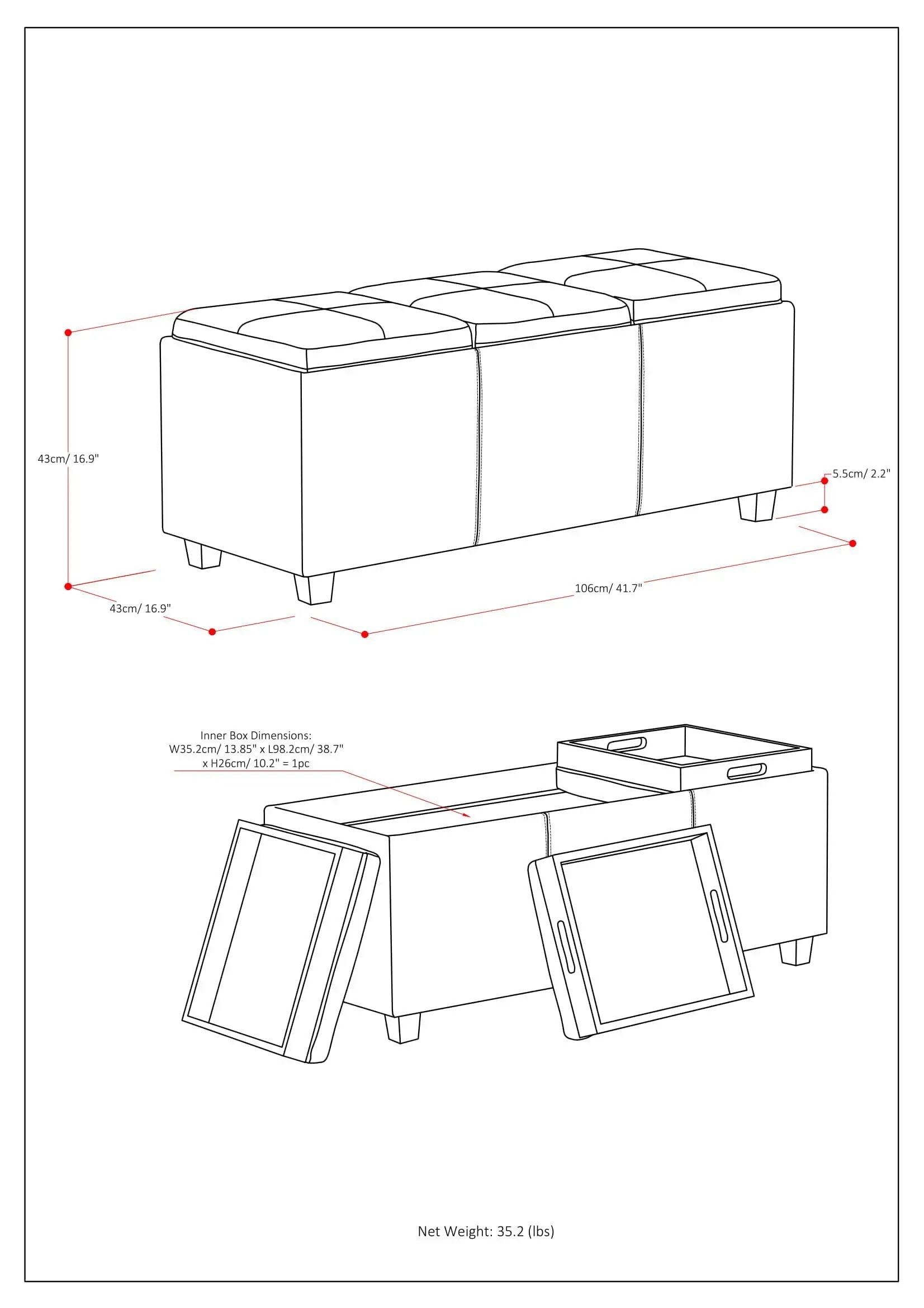Avalon - Multi Functional Storage Ottoman by Unique Piece Furniture