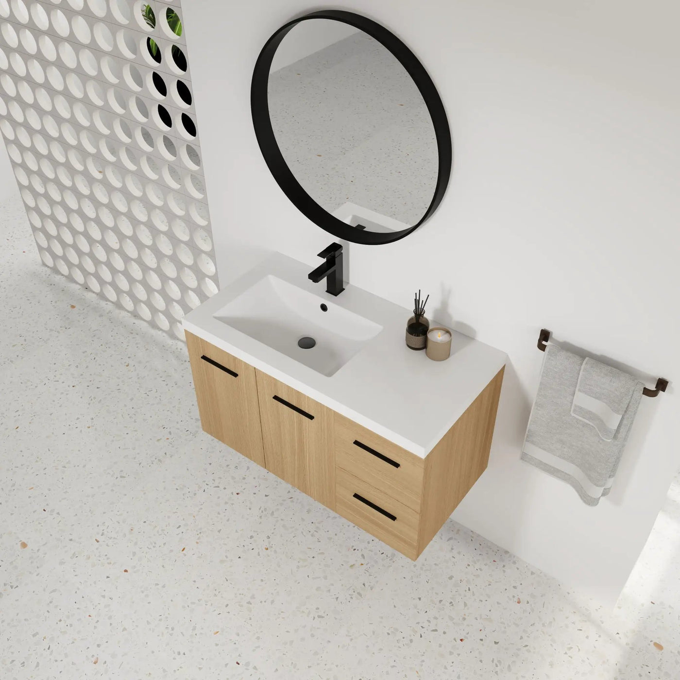 Wall Mounted Floating Bathroom Vanity With Sink, Door & Drawers Modular Cabinet by Unique Piece Furniture