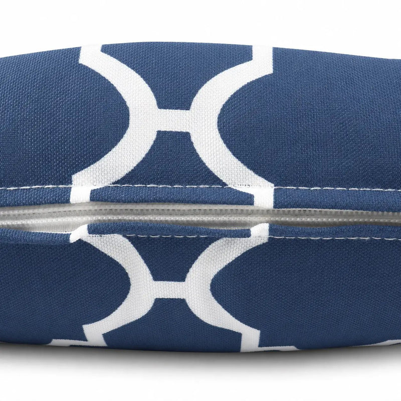 4 Pack Outdoor Lumbar Pillow with Inserts - Navy Trellis by HouseOfZazla
