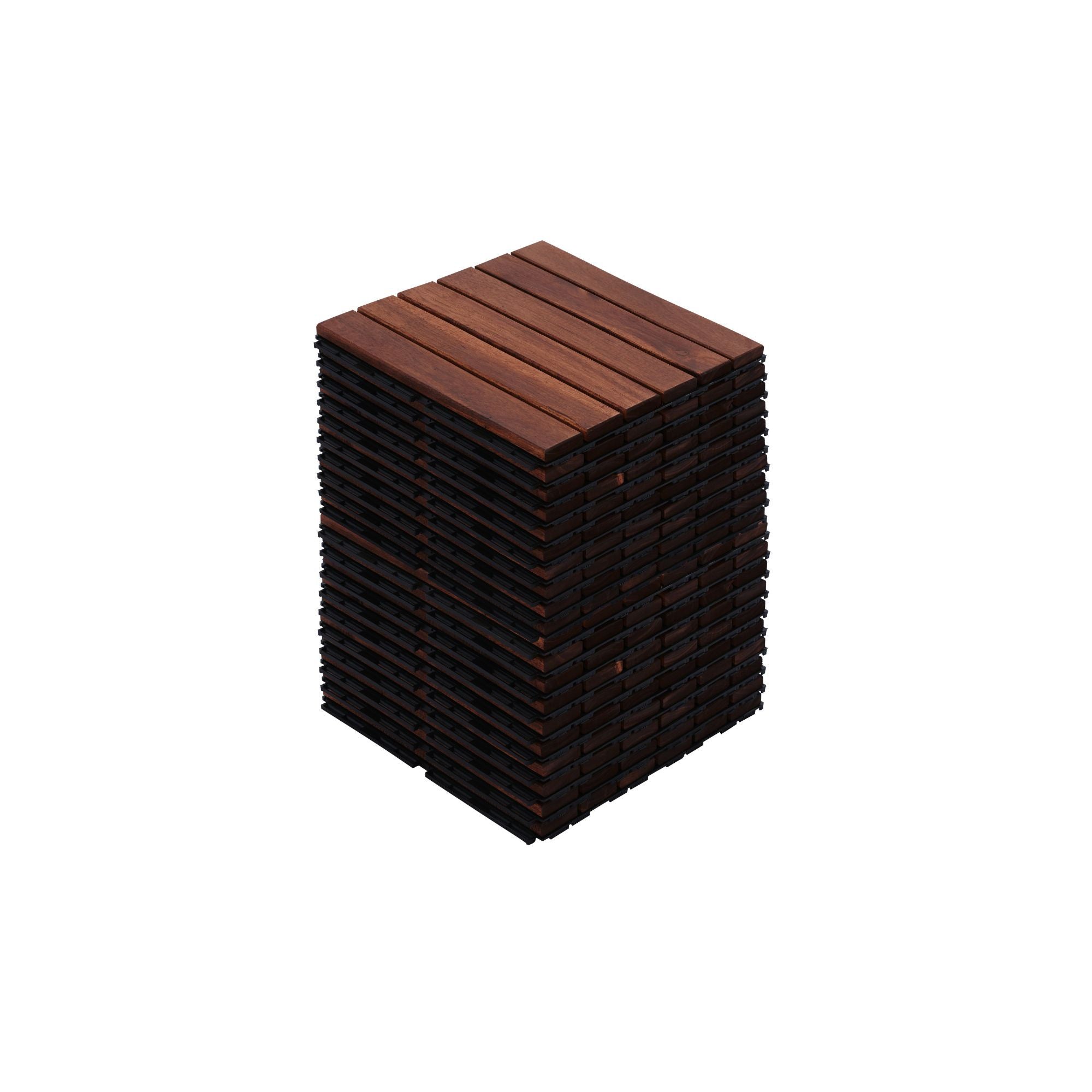 Interlocking Deck Tiles Striped Pattern, Square Acacia Hardwood Outdoor Flooring For Patio, Bancony, Pool Side by HouseOfZazla