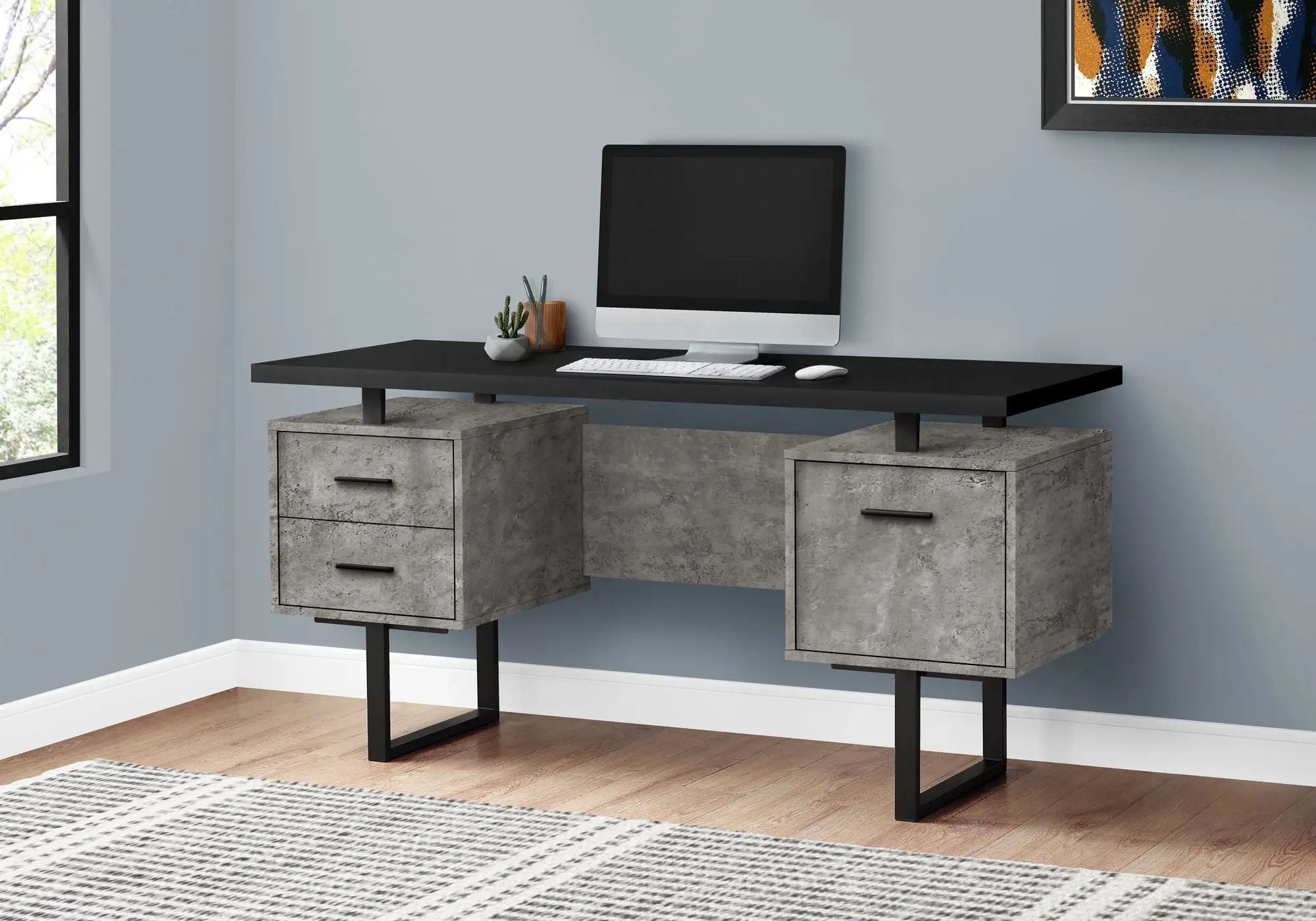 Computer Desk For Home Office, Laptop, Left, Right Set - Up, Storage Drawers, Contemporary & Modern by Unique Piece Furniture