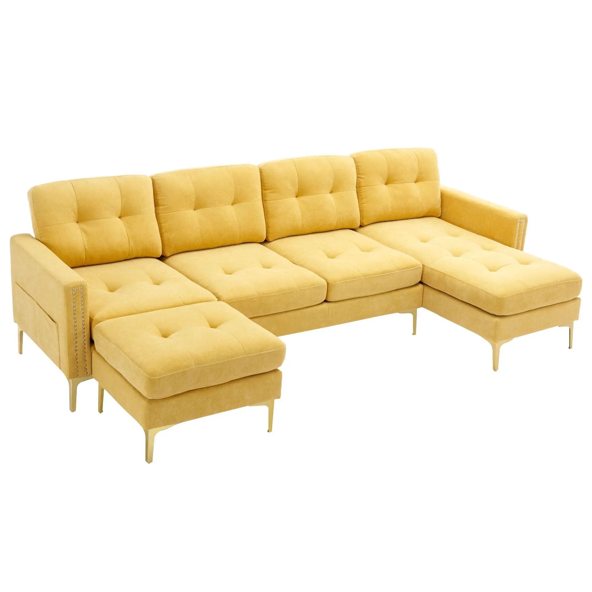 Modern L - Shape Convertible Sectional Sofa With Movable Ottoman by HouseOfZazla