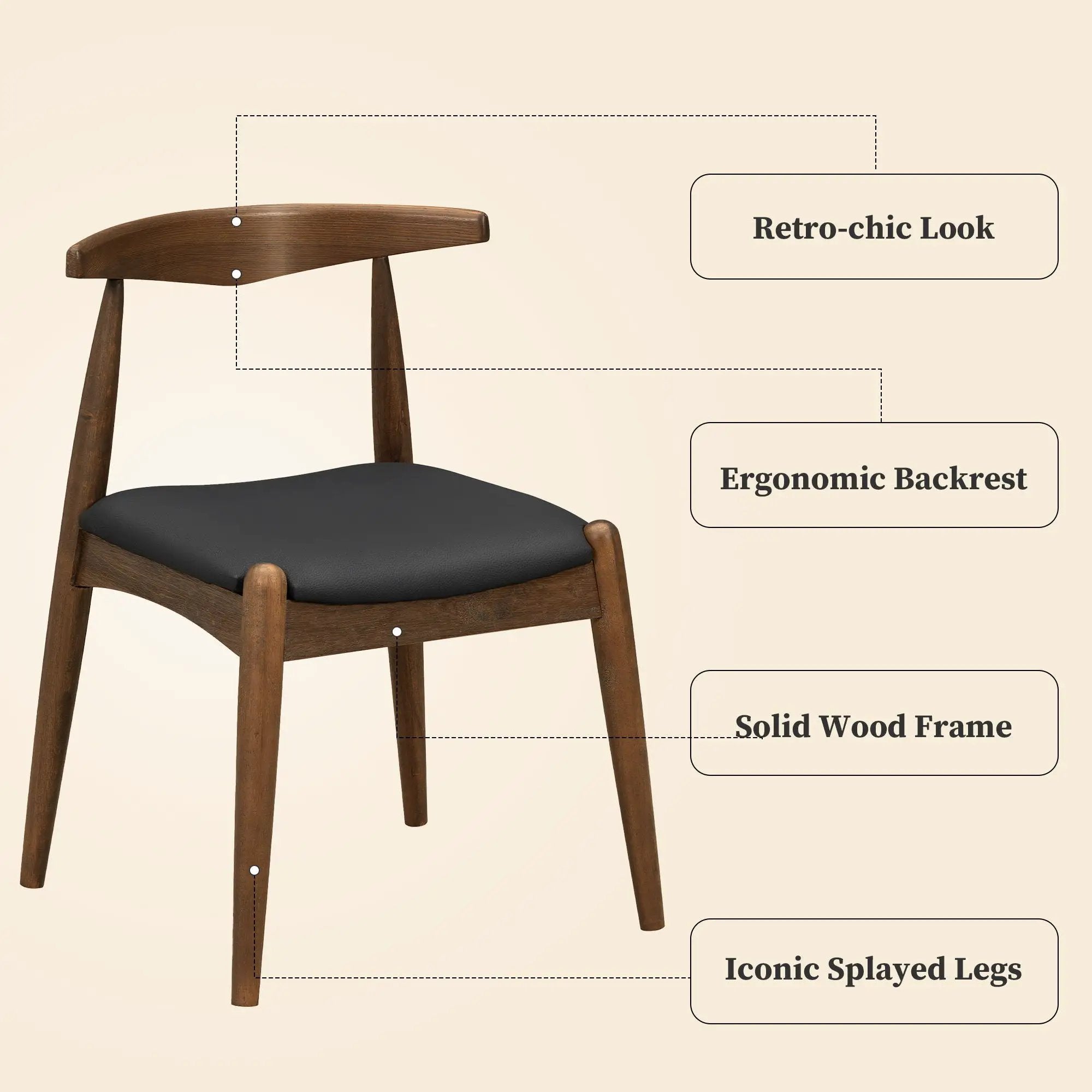 5 Piece Dining Set With 1 Table And 4 Upholstered Chairs - Walnut / Black by HouseOfZazla