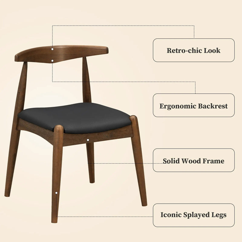 5 Piece Dining Set With 1 Table And 4 Upholstered Chairs - Walnut / Black by HouseOfZazla
