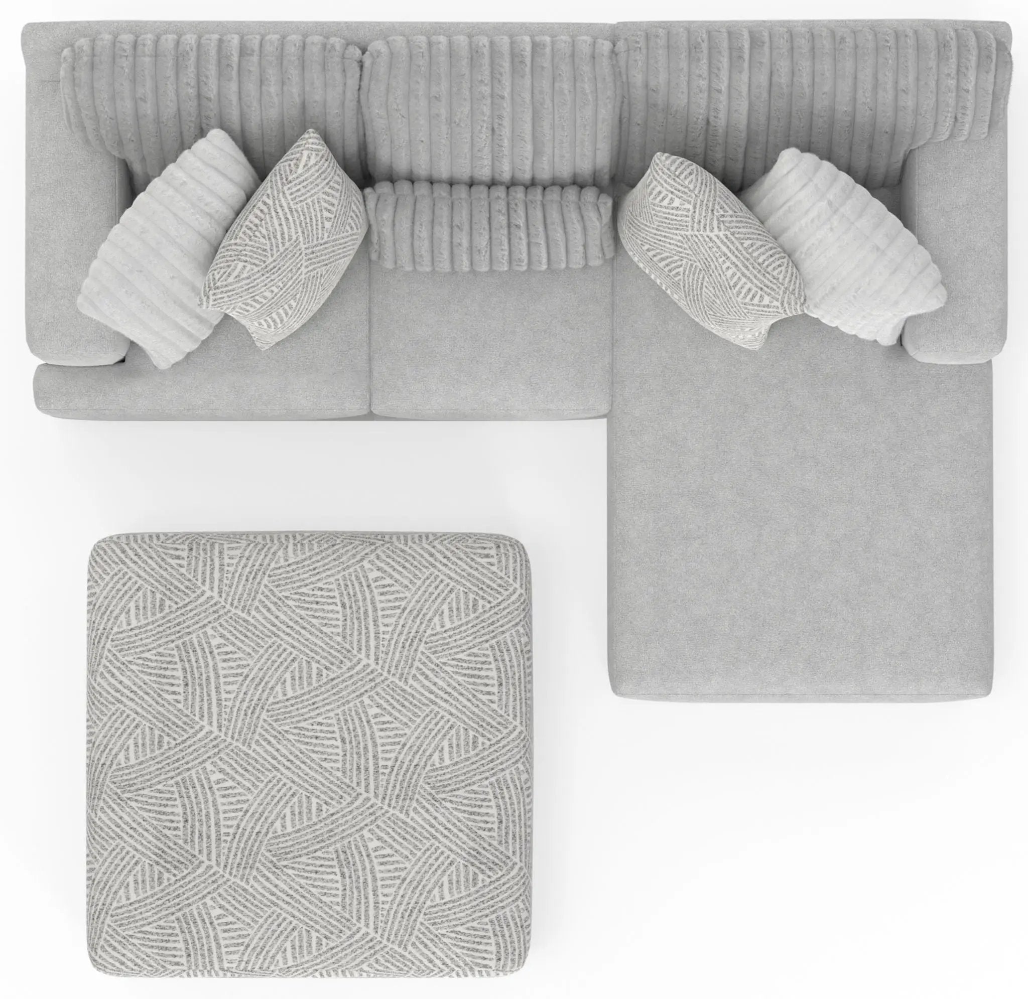 Logan - Upholstered Sectional With Comfort Coil Seating - 46" Cocktail Ottoman And Accent Pillows Included by Unique Piece Furniture
