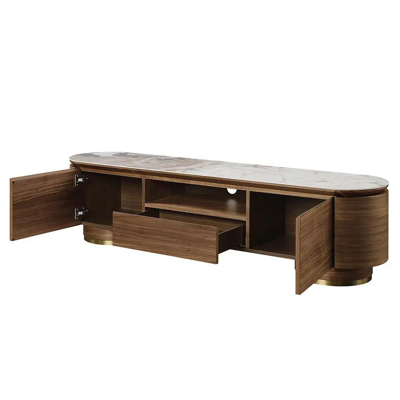 Willene - TV Stand With Ceramic Top - Ceramic Top & Walnut by Unique Piece Furniture