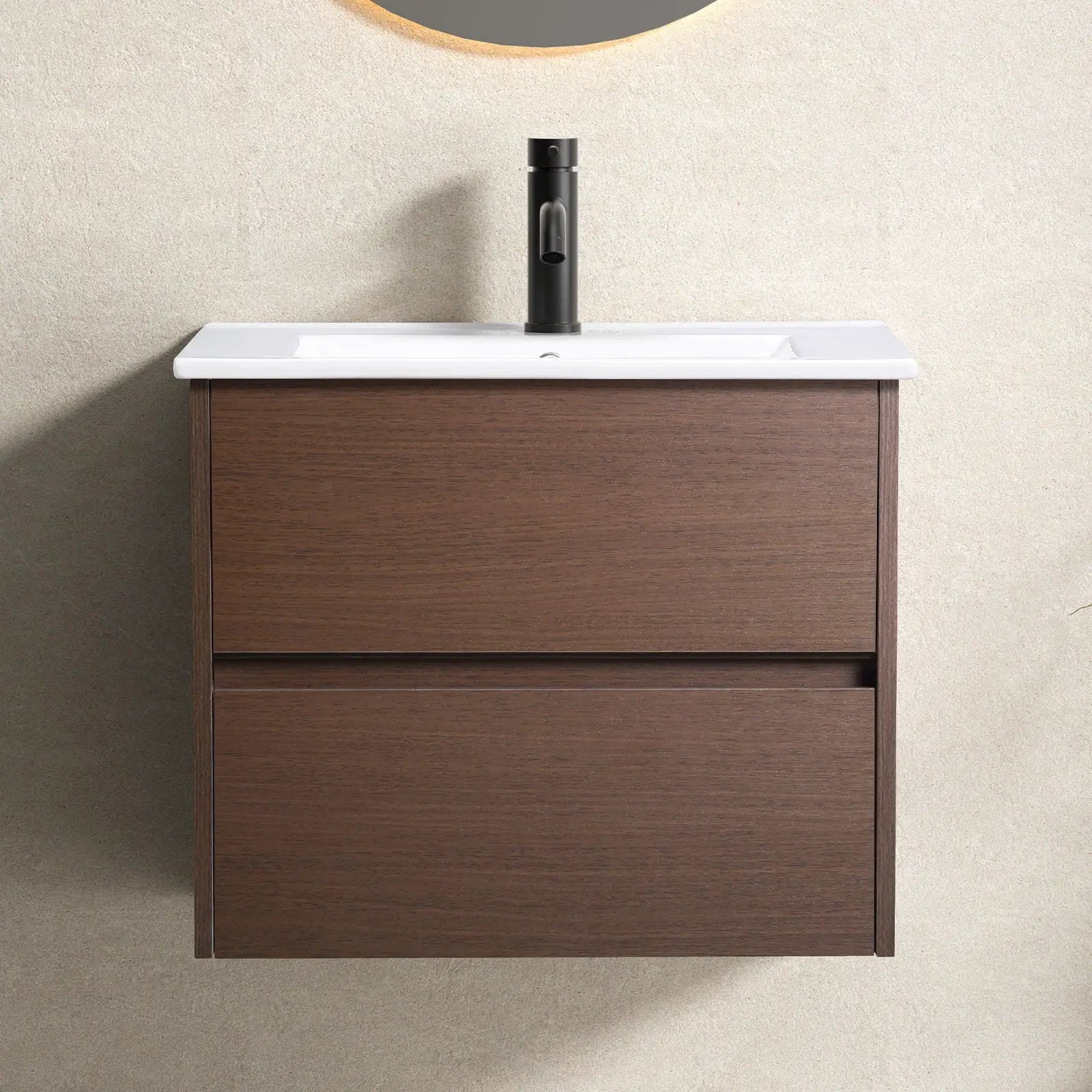 Wall-Mounted Bathroom Vanity, Soft-Close Drawer, Premium Slides - Black Brown by Unique Piece Furniture