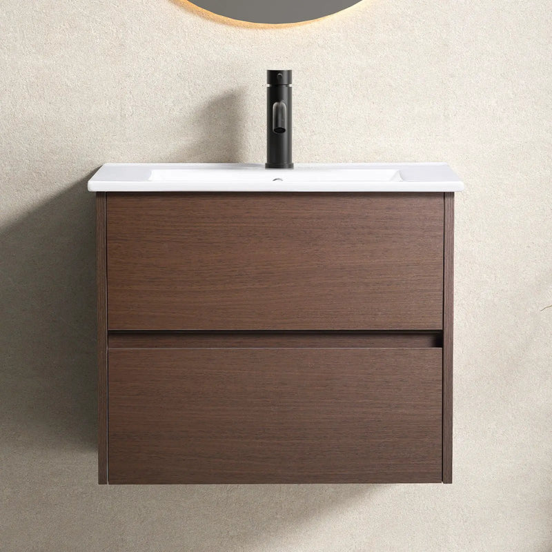 Wall-Mounted Bathroom Vanity, Soft-Close Drawer, Premium Slides - Black Brown by Unique Piece Furniture