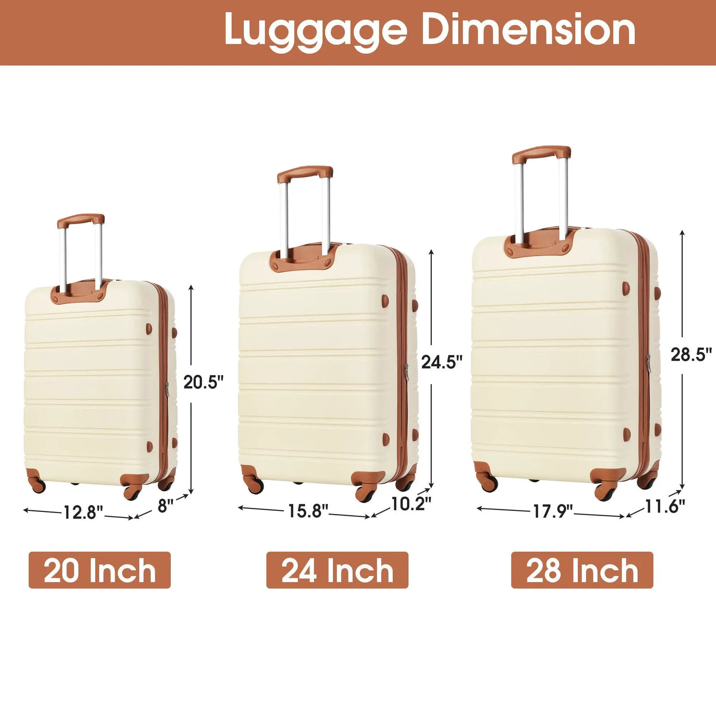 3 Piece Luggage Set Hardside Spinner Suitcase With Tsa Lock 20" 24" 28" Available by HouseOfZazla