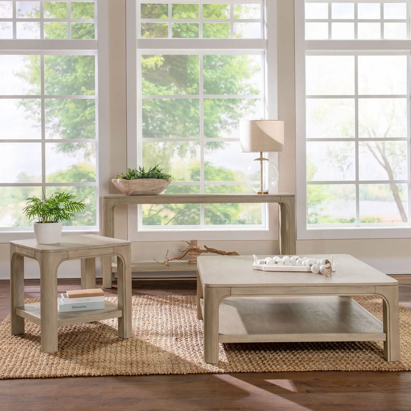 Solano Square Wood Side End Table with Shelf Weathered Mango by Unique Piece Furniture