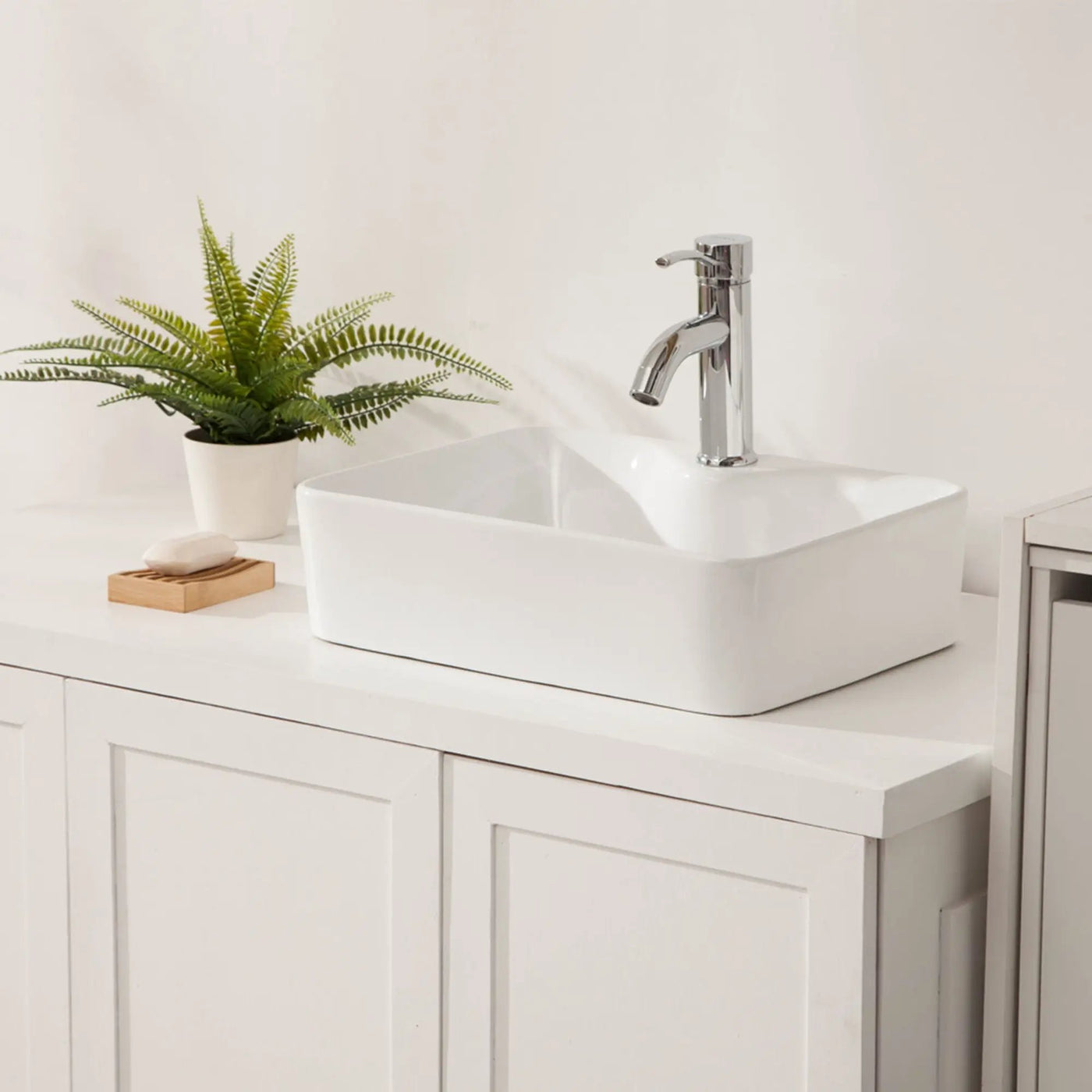 Modern Ceramic Rectangular Vessel Bathroom Sink With Sleek Design by HouseOfZazla