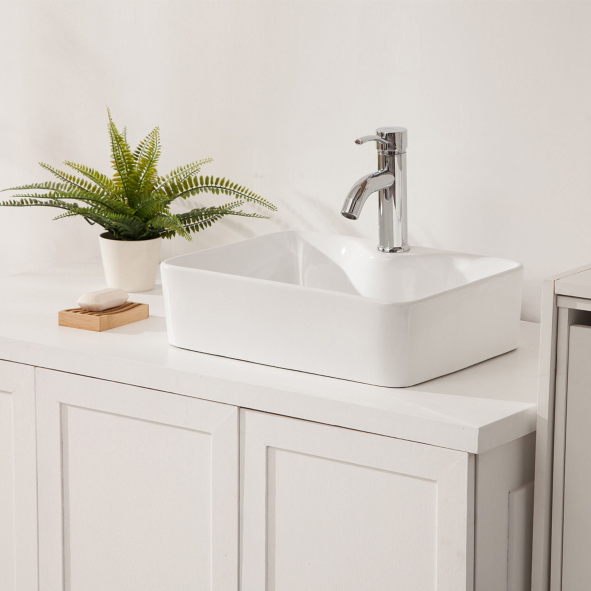 Modern Ceramic Rectangular Vessel Bathroom Sink With Sleek Design by HouseOfZazla