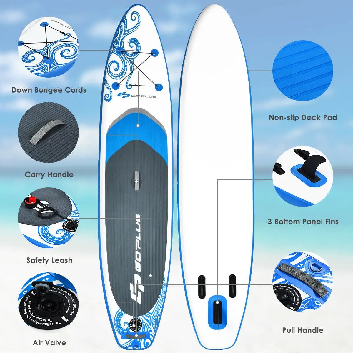 11-Feet Inflatable Paddle Board with Carry Bag, photo 12 of 16