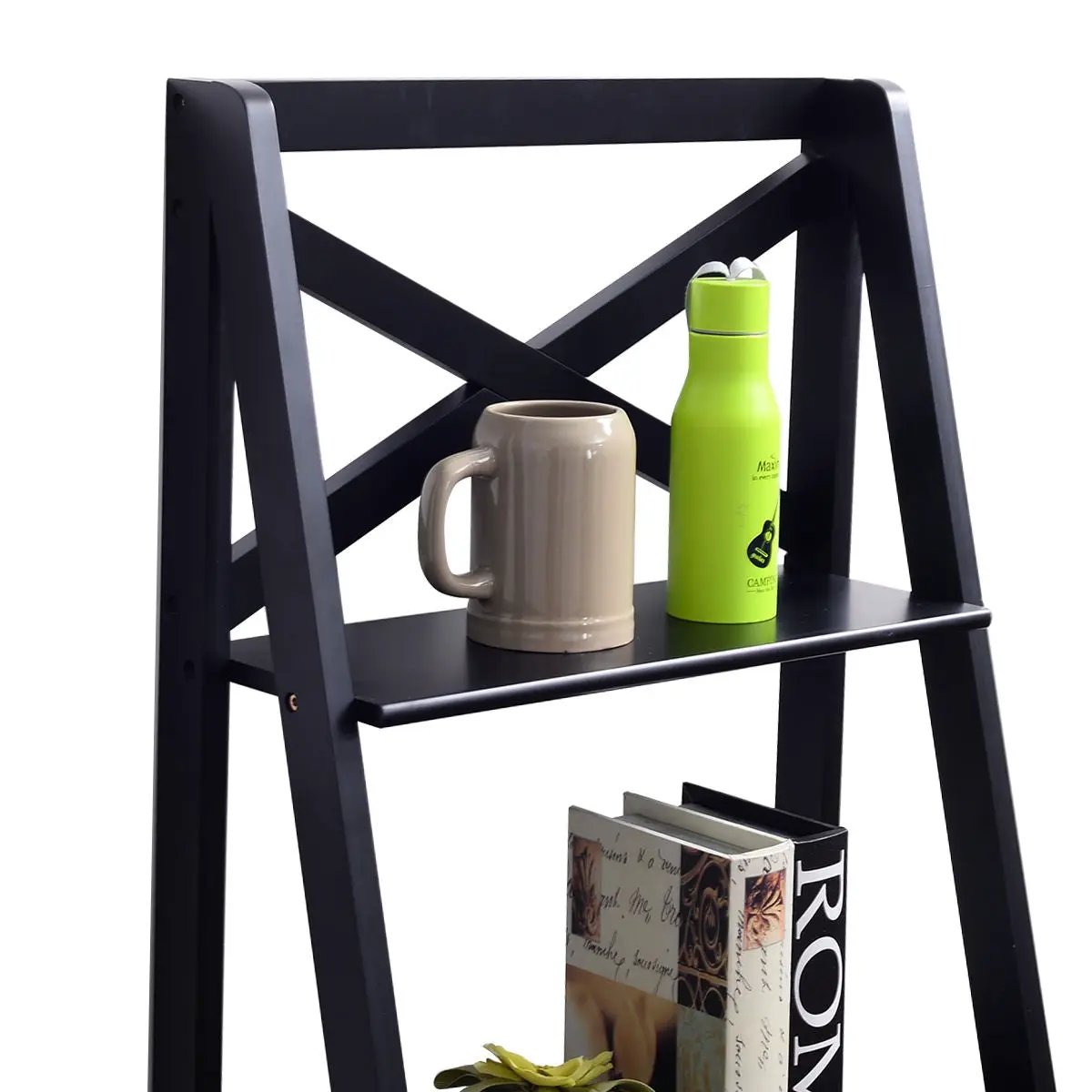 4-tier Leaning Free Standing Ladder Shelf Bookcase-White by DirectDeals