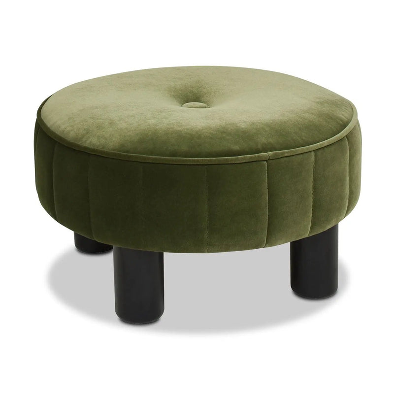 Riley - Round Footstool Ottoman - Olive Green by Unique Piece Furniture