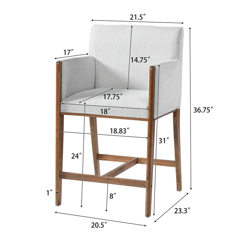 24'' Seat Height Upholstered Counter Stools with Arms for Kitchen Island/Dining Room, Set of 2 by HouseOfZazla