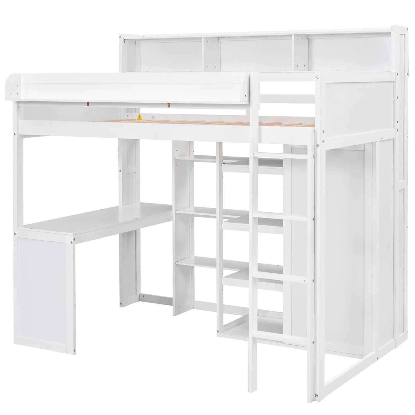 Loft Bed With Built In Desk, Storage Shelves, And Wardrobe by HouseOfZazla
