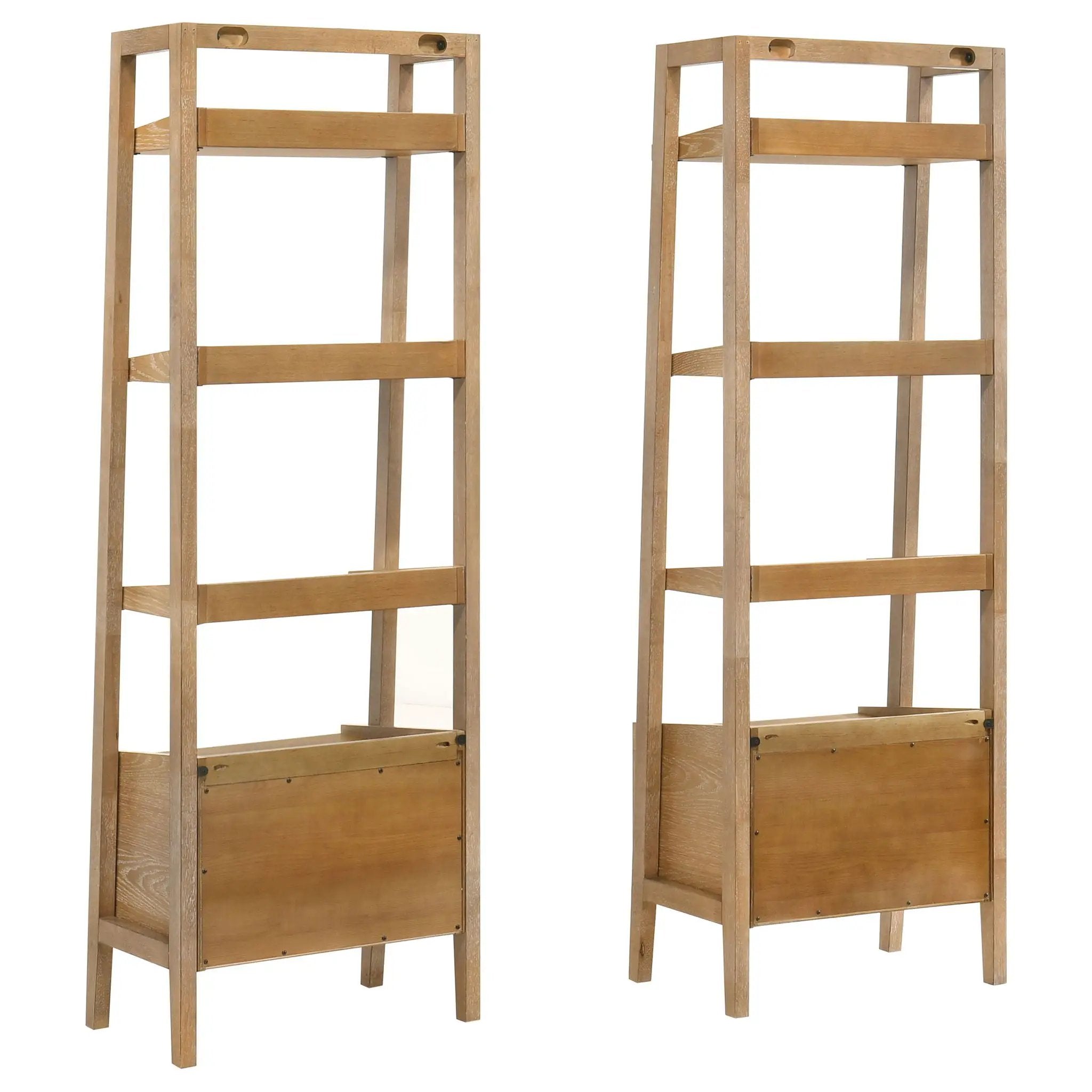 Fabian 2-piece 4-shelf Bookshelf with Drawer Distressed Light Brown by Unique Piece Furniture