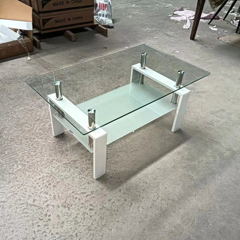 Tempered Glass Table With Storage by Unique Piece Furniture